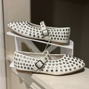 Kids Toree Rhinestone Ballet Flats White - Art Class Youth Size 3Y NWT